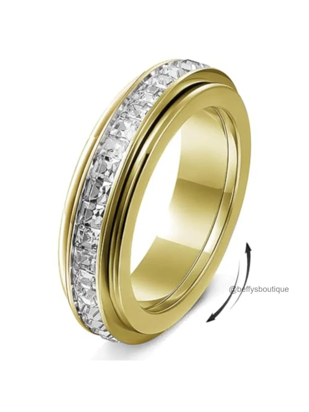Stainless Steel Spinner Fidget Ring for Women Anxiety Relief Band